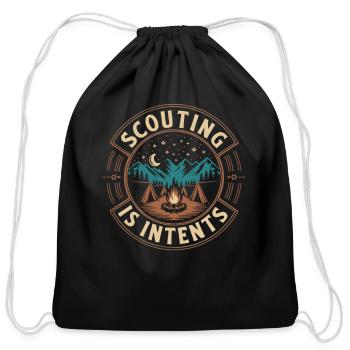 Scout Leader Scouting Campfire Camping Tent - Cotton Drawstring Bag - black - Front