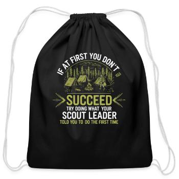 Scout Leader Scouting Campfire Camping Tent - Cotton Drawstring Bag - black - Front
