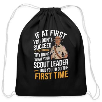 Scout Leader Scouting Campfire Camping Tent - Cotton Drawstring Bag - black - Front