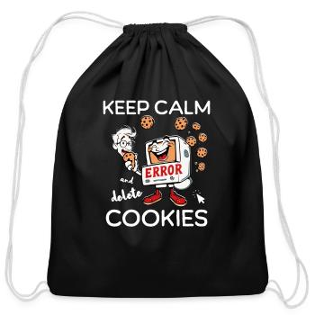 Funny Delete Cookies Retro Computer Cartoon Humor - Cotton Drawstring Bag - black - Front