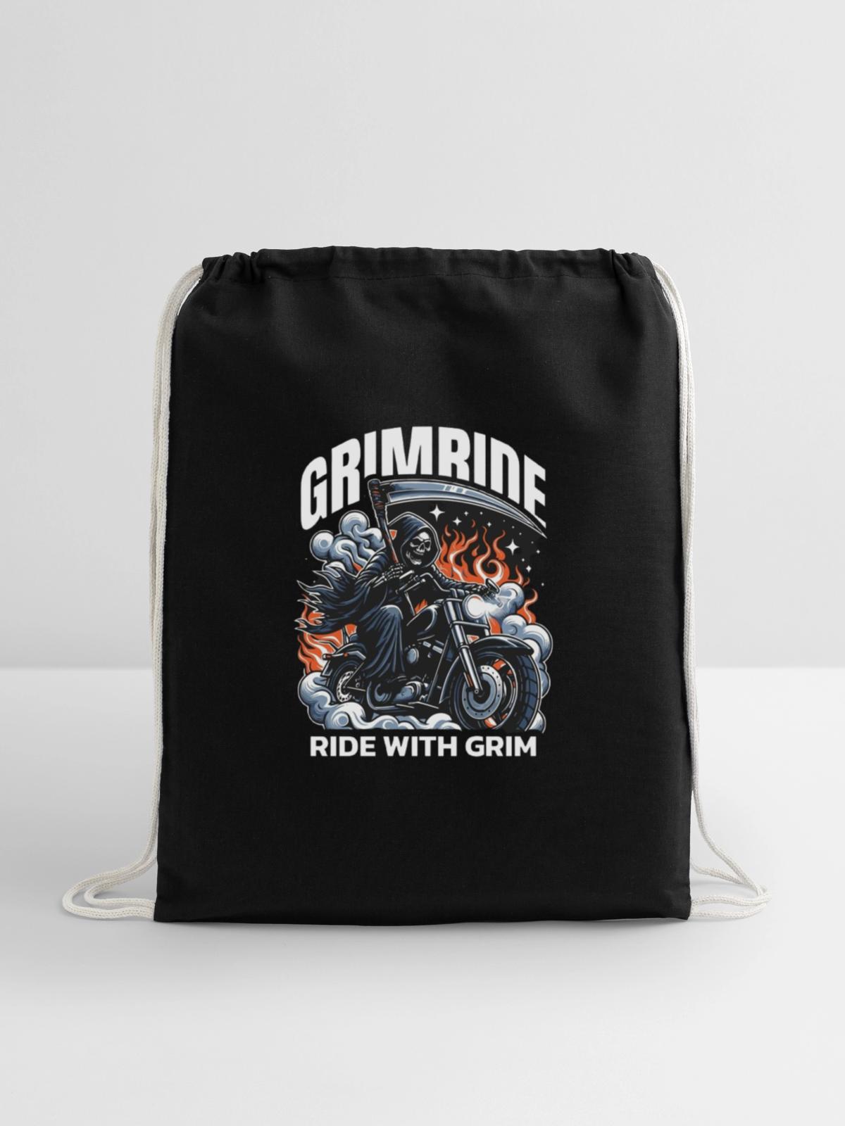 Customizable Grim Ride - Cotton Drawstring Bag - black - Front
