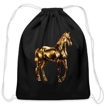 Horse - Cotton Drawstring Bag - black - Front