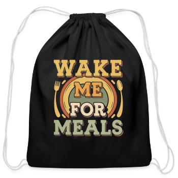 Wake Me For Meals 4 - Cotton Drawstring Bag - black - Front