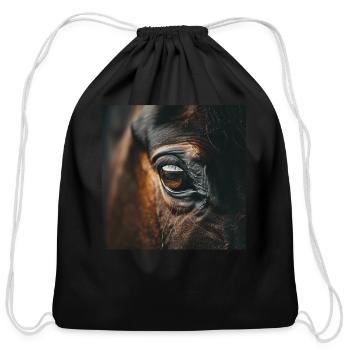 Horse - Cotton Drawstring Bag - black - Front