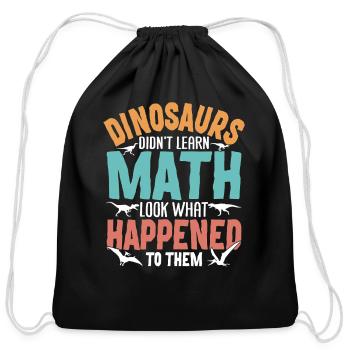 Funny Dinosaur Math Teacher - Cotton Drawstring Bag - black - Front