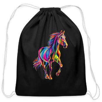 Horse - Cotton Drawstring Bag - black - Front