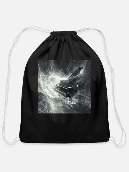 Piano - Cotton Drawstring Bag - black