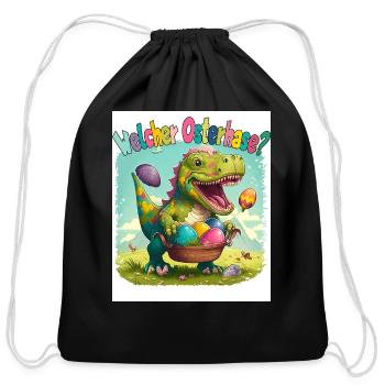 Easter Dino: Which Easter Bunny? - Cotton Drawstring Bag - black - Front