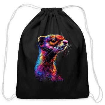 Weasel - Cotton Drawstring Bag - black - Front
