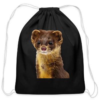 Weasel - Cotton Drawstring Bag - black - Front