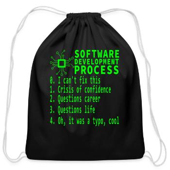 Software Development Process Funny Coding Humor - Cotton Drawstring Bag - black - Front