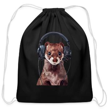 Weasel - Cotton Drawstring Bag - black - Front