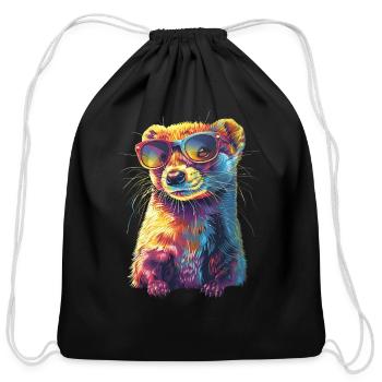 Weasel - Cotton Drawstring Bag - black - Front