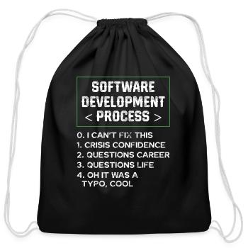 Software Development Process Humor Typo Joke - Cotton Drawstring Bag - black - Front