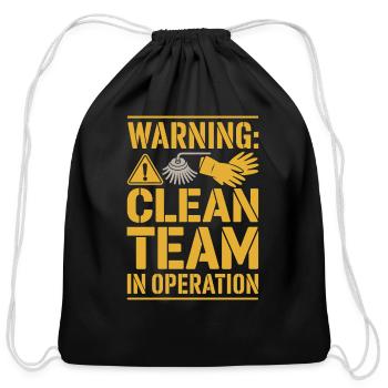 Industrial Cleaner Blue Collar Crew Mop Boss - Cotton Drawstring Bag - black - Front