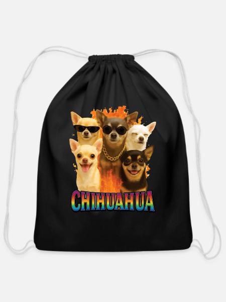 Chihuahua - Cotton Drawstring Bag - black