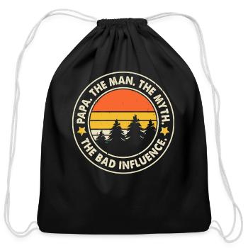 Papa - Cotton Drawstring Bag - black - Front