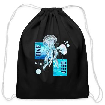 Abyssal Jelly Luminous Depth Journey - Cotton Drawstring Bag - black - Front