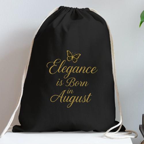 Elegance Is Born in August | Gold Butterfly - Cotton Drawstring Bag