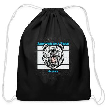 Adopted by a bear Alaska camping - Cotton Drawstring Bag - black - Front