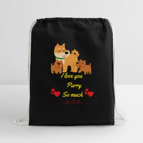 Cute Dog Family Love – “I Love You Purry So much - Cotton Drawstring Bag