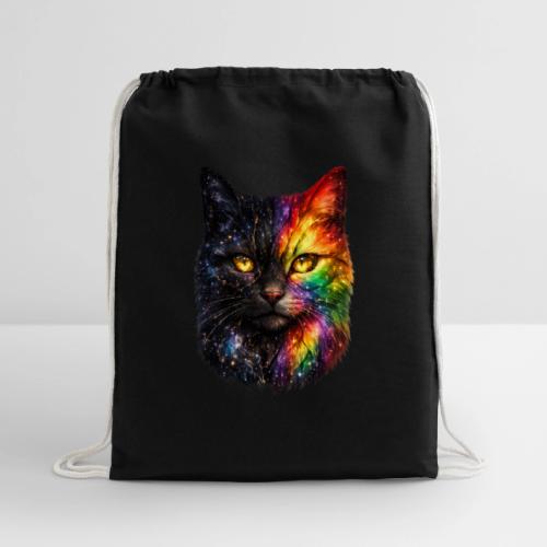 Cosmic Galaxy Rainbow Cat - Cotton Drawstring Bag