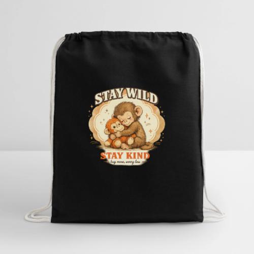 Stay Wild Stay Kind Punch Monkey Hug - Cotton Drawstring Bag