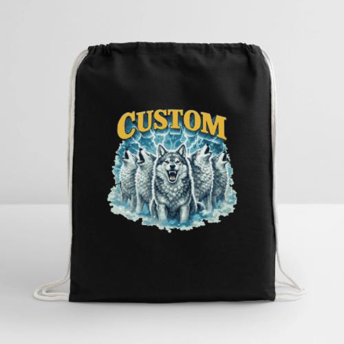 Custom Wolf Pack Howling Moon Vintage Wilderness - Cotton Drawstring Bag