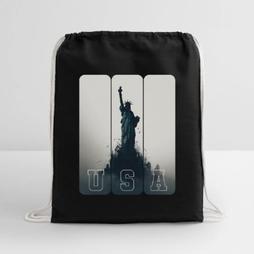 USA: Liberty Rising Over Manhattan - Cotton Drawstring Bag