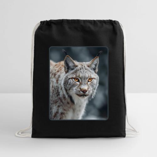 Lynx Portrait Piercing Eyes Design - Cotton Drawstring Bag