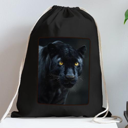 Black Panther Glowing Eyes Design - Cotton Drawstring Bag