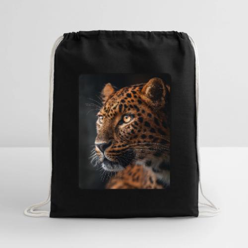 Amur Leopard Face Wildlife Design - Cotton Drawstring Bag