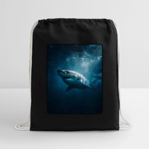 Great White Shark Ocean Design - Cotton Drawstring Bag