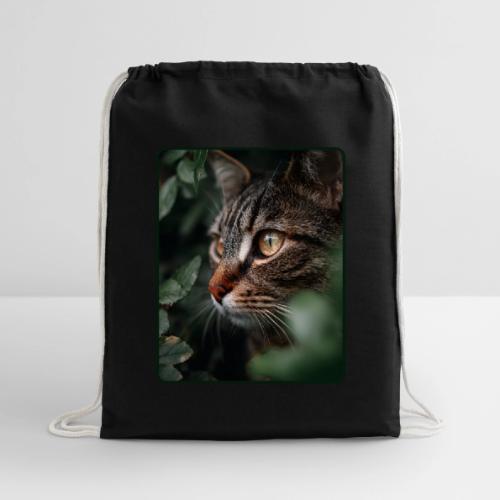 Tabby Cat Jungle Eyes Design - Cotton Drawstring Bag