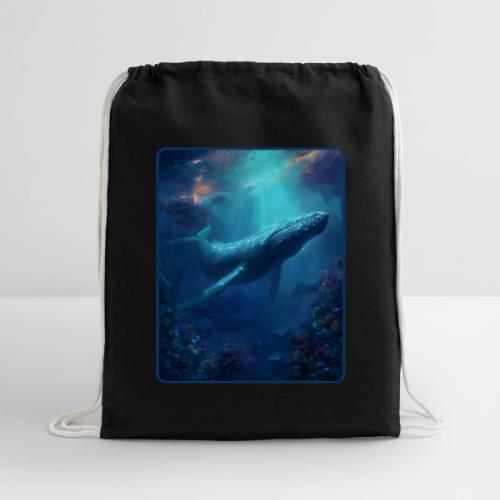Humpback Whale Ocean Reef Design - Cotton Drawstring Bag