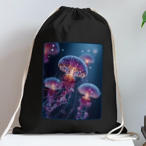Glowing Jellyfish Deep Sea Design - Cotton Drawstring Bag