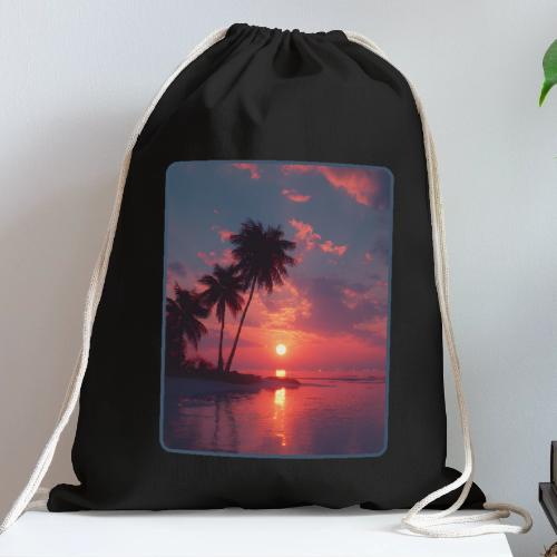 Tropical Sunset Ocean Reflection Design - Cotton Drawstring Bag