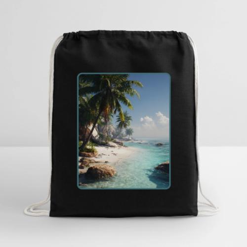 Tropical Beach Paradise Palm Design - Cotton Drawstring Bag