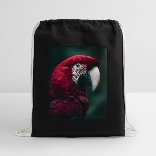 Red Green Macaw Bird Portrait Design - Cotton Drawstring Bag