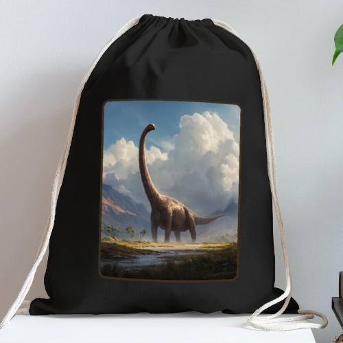 Brachiosaurus Valley Landscape Design - Cotton Drawstring Bag