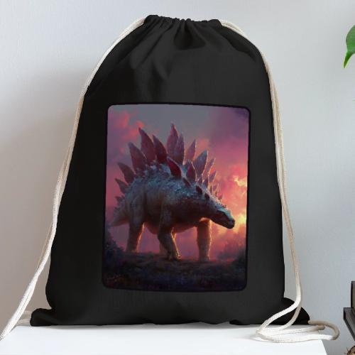 Stegosaurus Sunset Forest Design - Cotton Drawstring Bag