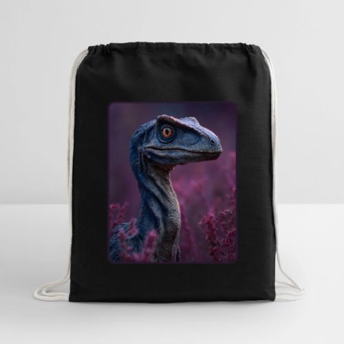 Blue Velociraptor Portrait Design - Cotton Drawstring Bag