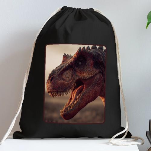 T Rex Roaring Close-Up Design - Cotton Drawstring Bag
