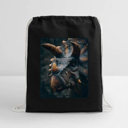 Triceratops Detailed Portrait Design - Cotton Drawstring Bag