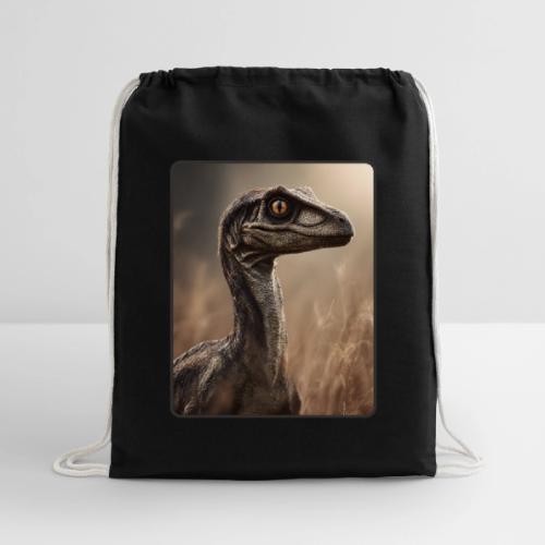 Velociraptor Feathered Portrait Design - Cotton Drawstring Bag
