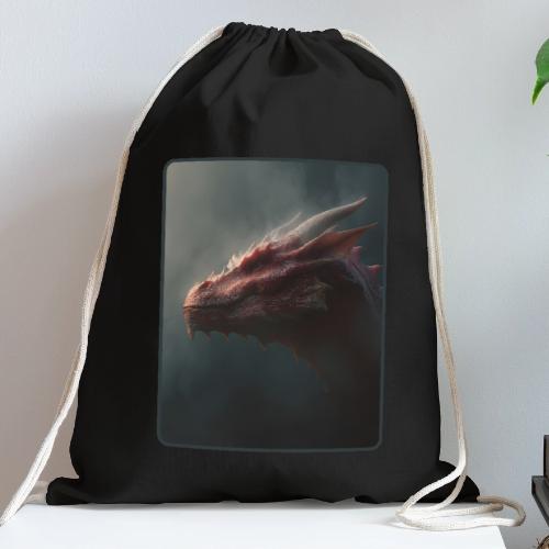 Red Dragon Fog Portrait Design - Cotton Drawstring Bag