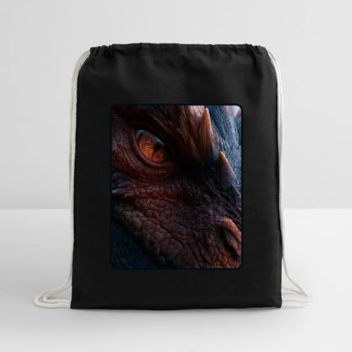 Fierce Ancient Dragon Portrait Design - Cotton Drawstring Bag