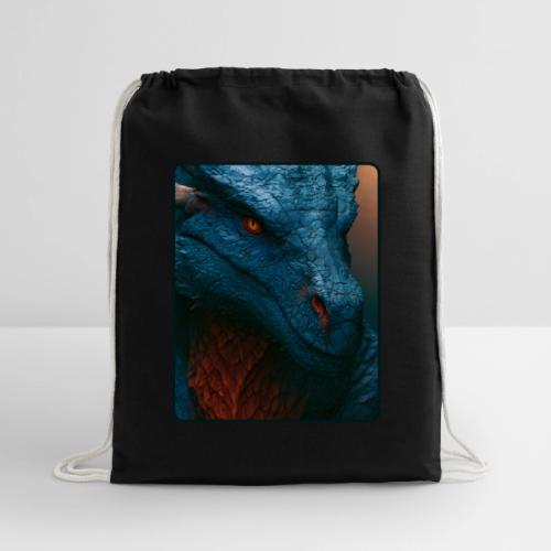 Turquoise Dragon Fire Eye Design - Cotton Drawstring Bag