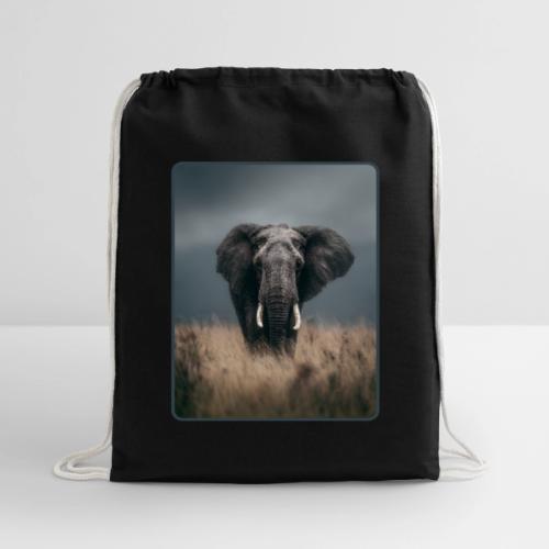 Majestic African Elephant Portrait Design - Cotton Drawstring Bag