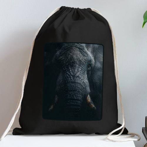 Shadow Elephant Intense Eyes Design - Cotton Drawstring Bag